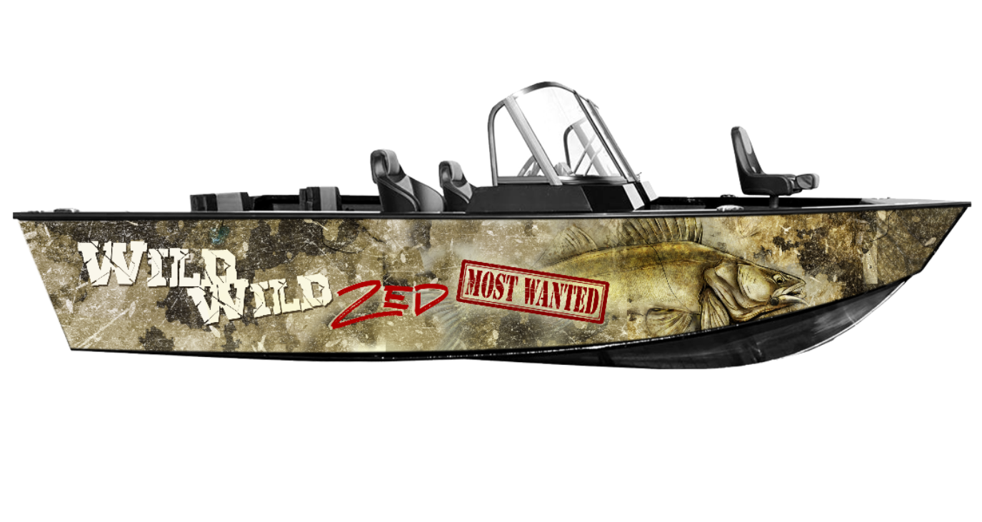 Okleiny na łodzie Most Wanted - grafika z sandaczem
