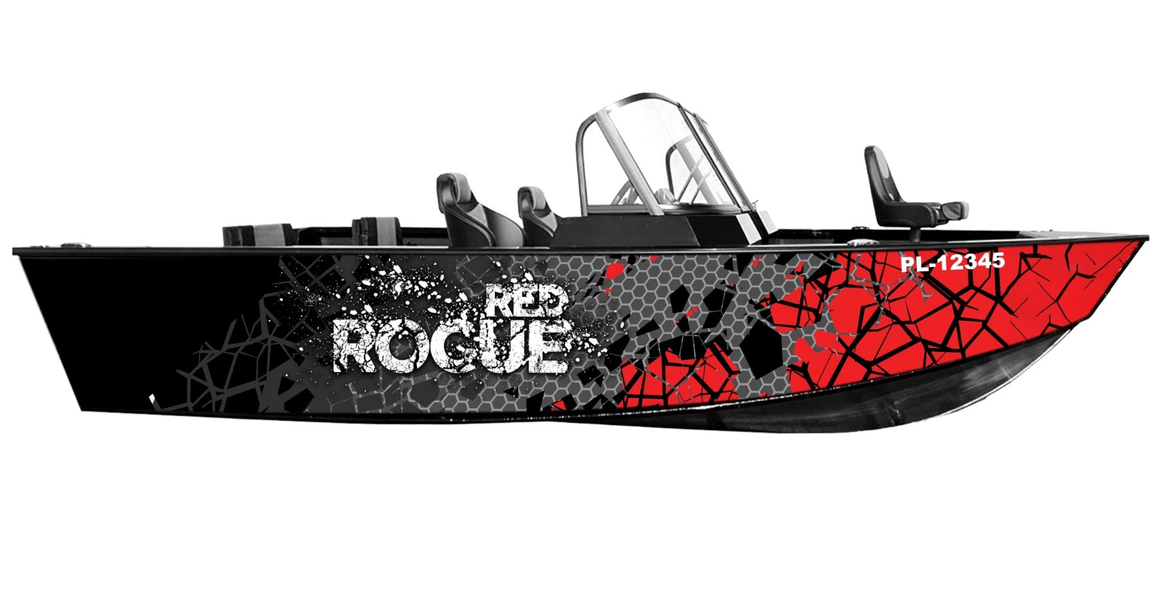 Okleiny na łodzie Red Rogue - Oklejina łodzi - grafika